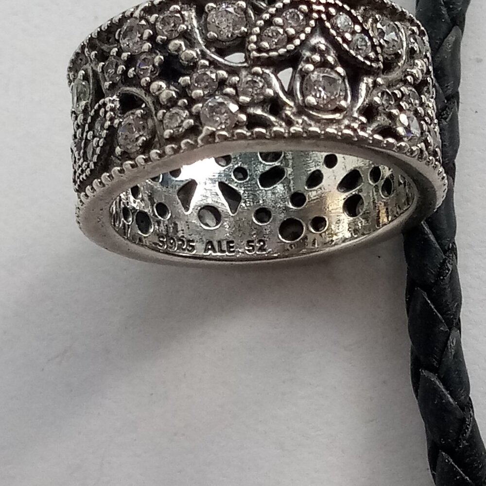 Authentic Pandora Ring Shimmering Leaves Sterling Silver 190965CZ - Picture 7 of 7